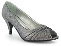 Platino "Carmen" Ladies Peep Toe Court Shoes - Silver