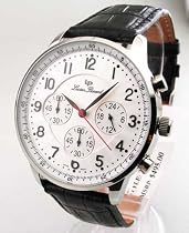 MENS LUCIEN PICCARD LEATHER CHRONO WATCH 26957BK