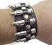 Adjustable Black Leather Bullet Wristband Bullets