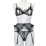 アダルトファッションオープンブラ&ガーター&オープンショーツブラック