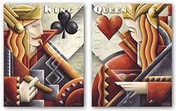 Martini Queen-King Cigar Club Set by Michael Kungl 28"x22" Art Print Poster