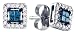 Square 1/4 Ctw. Blue and White Diamond Earring Studs