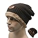 Gellwhu Men Winter Slouchy Beanie Hat Scarf Set Women Lined Thick Knit Skull Cap (Hat (Coffee))