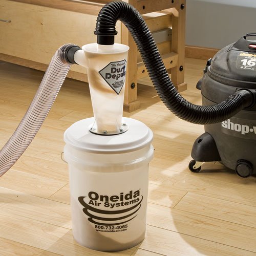 Dust Deputy Deluxe (includes cyclone, 5-gallon bucket and lid, 4' of 2-1/2'' D hose, and assembly hardware)