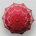 Romantic Battenburg Lace Parasol w/ Embroidery in Red or Purple