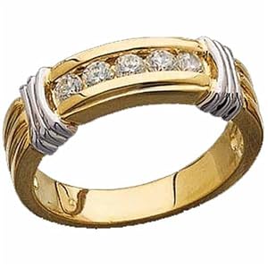 Two Tone Double Strip Men's Diamond Wedding Band