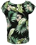 Pull-Over Blouse - Plumeria Paradise Cap Sleeve Women's Hawaiian Aloha Pull-Overs Rayon Blouse