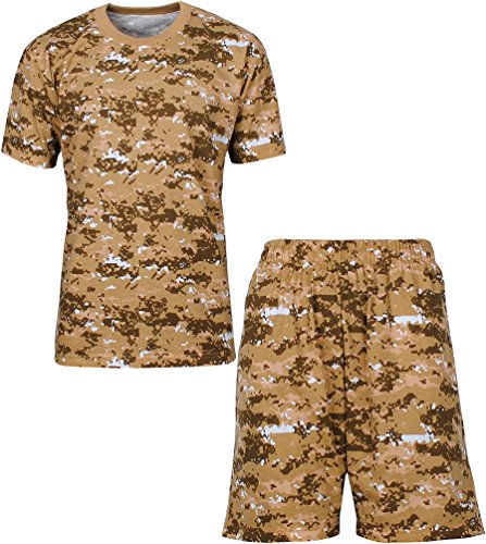 Angel Cola Men's Cotton Camouflage T Shirt and Short Lounge Set
