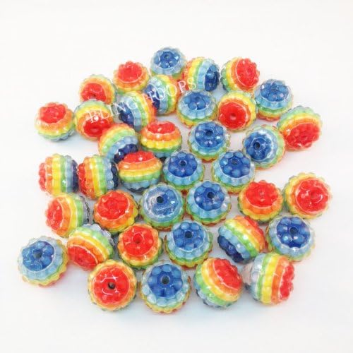 NEW 50pcs Rainbow Multi-Color Resin Acrylic Spacer Beads 14mm