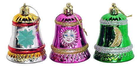 Glittering Christmas Ornaments - Bells (3 Pack)