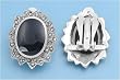 Sterling Silver Earrings with Marcasite with Black Onyx - 26mm