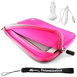 Premium Grade Barnes & Noble Nook Glove Sleeve Cover Case with extra pocket + 4-inch eBigvalue(TM) Determination Hand Strap + Easy Travel Car Charger