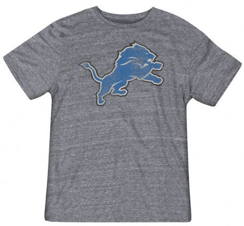 NFL Men's Detroit Lions Bigger Better Logo Tri Blend Tee (Dark Grey, X-Large)