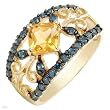 FPJ Marvelous Ring With 1.45ctw Precious Stones - Genuine Diamonds and Citrine Crafted in Yellow Gold - Certificate Available.