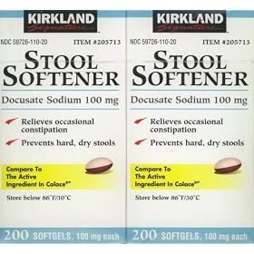 Kirkland Signature Stool Softener Docusate Sodium 100 mg, Relieves Occasional... by Kirkland