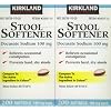 Kirkland Signature Stool Softener Docusate Sodium 100 mg, Set of 2 (200 Softgels) Boxes