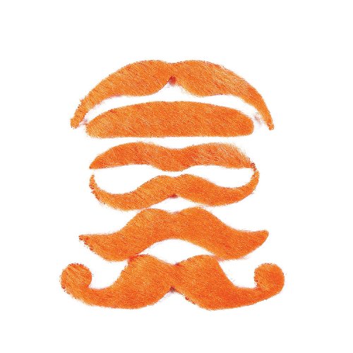 12 Synthetic Mustache Assortment - Costume Moustache (Orange)