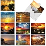 M1740BN Sun Settings: 10 Assorted Blank All-Occasion Note Cards Feature Beautiful Sunsets,w/White Envelopes.