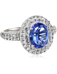 Carnevale Sterling Silver Blue Lady Di Ring with Swarovski Elements, Size 7
