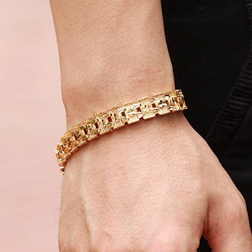 8.27 Inch Luxury 18k Gold Plated Bracelets Chain Link Bangle Gold Bracelet for Men's