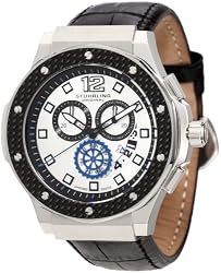Stuhrling Original Men's 160F2.332B52 Apocalypse Trinity Chronograph Silver Dial Black Bezel Watch