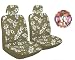 - Tan Brown Universal-fit Hawaiian Hibiscus Floral Print Low Back Front Bucket Seat Cover with Separate Headrest Cover, Steering Wheel Cover and Shoulder Seat Belt Pads Combo