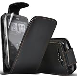 Klappleder Tasche für das HTC Wildfire in schwarz inkl. Displayfolie