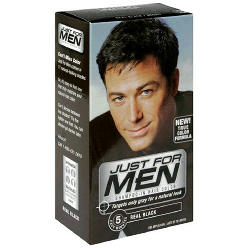 Just for Men Shampoo-In Hair Color, Real Black 55, 1 application, (Case of 3)