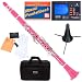 Mendini MCT-PK B Flat Pink ABS Clarinet w/ Case, Tuner, Stand, Mouthpiece, Box of 10 Reeds, Cork Gre