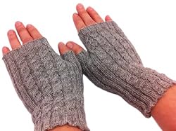 Handmade Artisan Featherweight Pure Alpaca Natural Fiber Gloves - English Gray (100% Knitted By Hand)