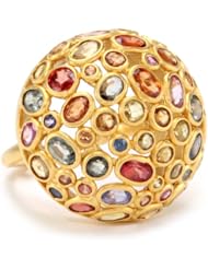 Lauren Harper Collection Sugar Buzz 18k Gold and Multicolored Thai Sapphire Domed Ring, Size 7