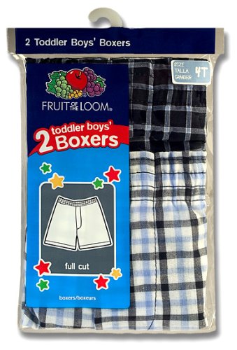 Fruit of the Loom Boys 2-7 Toddler Woven Boxer 2-Pack