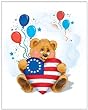 Patriotic Teddy Bear - Children's Wall Art and Nursery Wall D��cor
