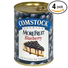Comstock More Fruit Pie Filling & Topping, Blueberry, 21-Ounce Can (Pack of 4)