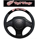 Detroit Red Wings Black Poly Suede & Mesh Steering Wheel Cover