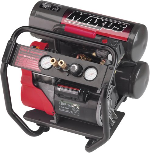 Factory-Reconditioned Maxus EX800000RB 1.8 rHorsepower (3.25 Peak Horsepower), Oil-less 4 Gal. Twin Stack Air Compressor