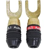 GLS Audio Safe-Connect "Generation 4" Gold Connector Spade Plugs - 8 Pack (4 Reds & 4 Blacks)