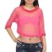 2PCS SET CLUBWEAR: Womens Thai Sexy Exotic Dancing Fishnet Mesh Top & Unpadded Bra / Clubwear Set - Pink (Size: S-M )