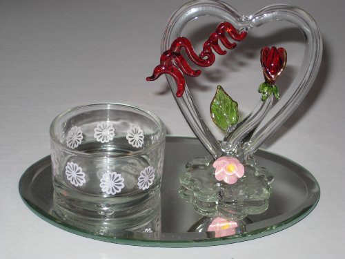 24 kt Gold Plated Spun Glass Heart Figurine/Candle Holder