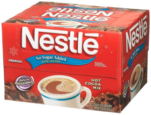 Nestle Hot Cocoa Mix, No Sugar Added, Rich Chocolate Flavor, 30-Count Envelopes (Pack of 3)