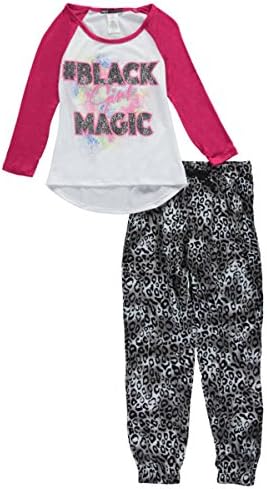 Miss Majesty Big Girls' "Black Girl Magic" 2-Piece Outfit - white/fuchsia, 7 -