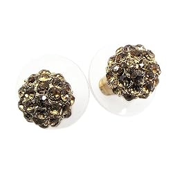Gold Amber Crystal Ball Stud Earrings Fashion Jewelry