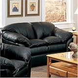 Black Leather Love Seat By Coaster Furniture With Silver Shipping