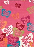 Butterflies Rug 5'x8' Light Pink