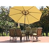 Outdoor Bronze Patio Furniture with Green Cushions & Umbrella