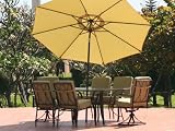 Outdoor Bronze Patio Furniture with Green Cushions & Umbrella
