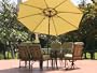 Outdoor Bronze Patio Furniture with Green Cushions & Umbrella