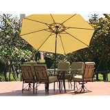 Outdoor Bronze Patio Furniture with Green Cushions & Umbrella