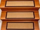 Casual Elegance 9" x 29" Natural Fiber Sisal Carpet Rugs Stair Treads, Cotton Binding with Attachable Hook and Loop Fastening Strips (Custom Size and Color Available / Set of 4)