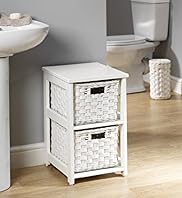 White Rattan 2 Tier Storage Unit